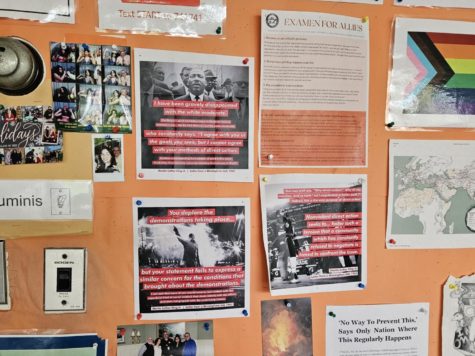 Bulletin board featuring quotes from Martin Luther King’s ‘Letter from Birmingham Jail.’